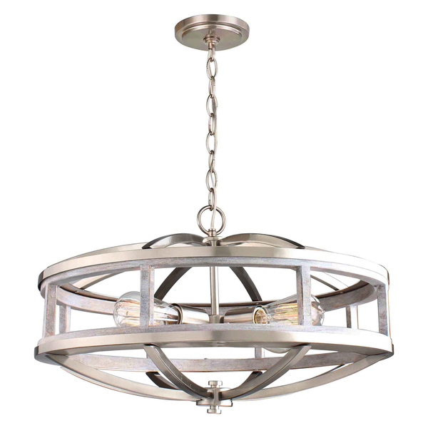 Eglo 4X60W Chandelier W/ Acacia Wood And Brushed Nickel Finish 203108A